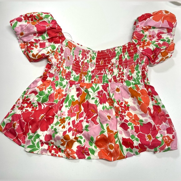 ASTR the Label Women's Nalda Top Floral Size Small Pink Puff Sleeve - Picture 4 of 12